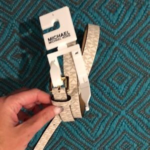 Michael Kors MK White Leather Belt NWOT